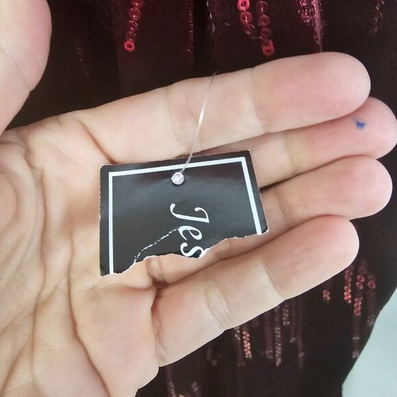 Jessica Howard Dress Burgundy Velour Sequin Cocktail Goth Shift 12P NWT - Picture 14 of 15